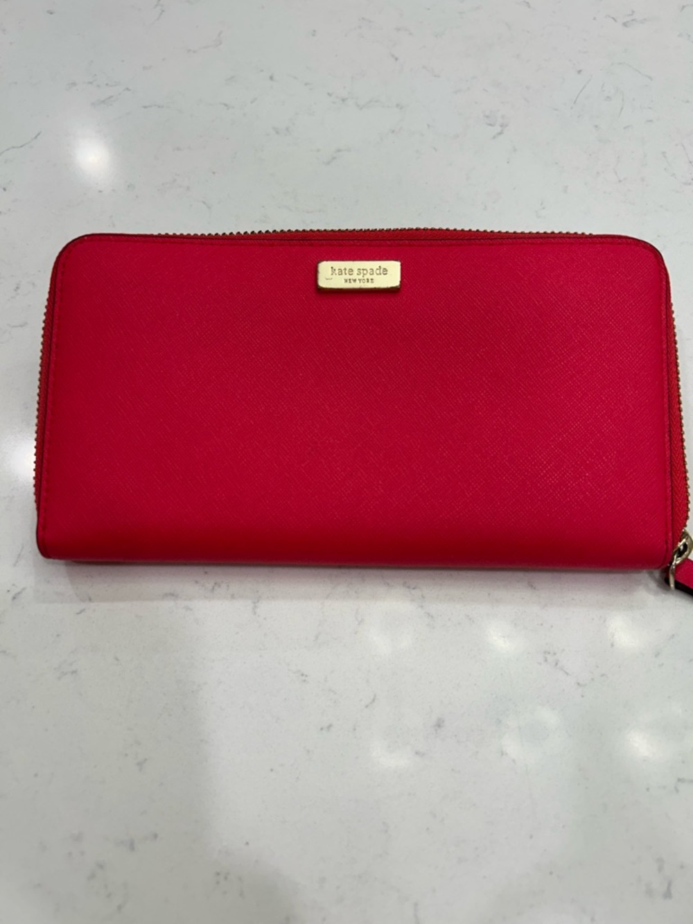 kate spade red zip-around wallet